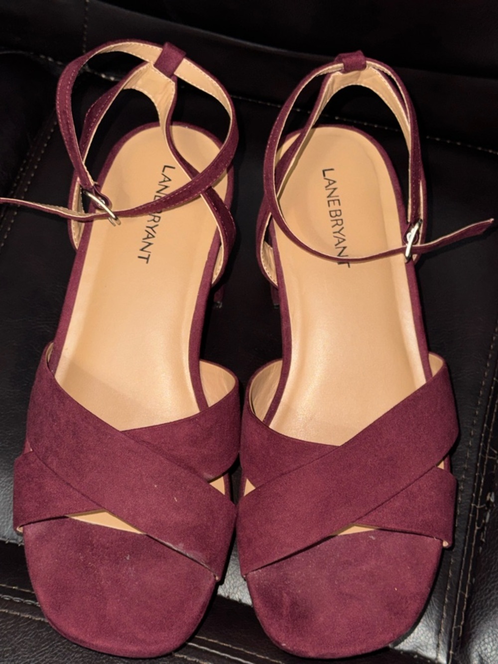 Lane Bryant Burgundy Crisscross Ankle-Strap Sandals 8.5 W